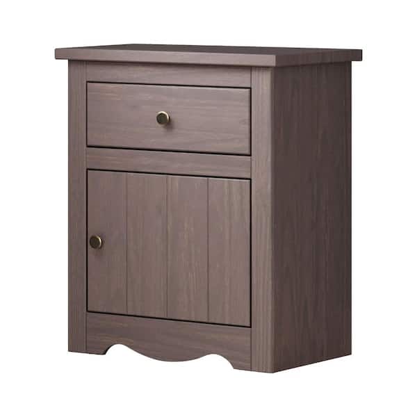 Benjara Stav Gray and Bronze 1 Drawer 21 in. W Nightstand