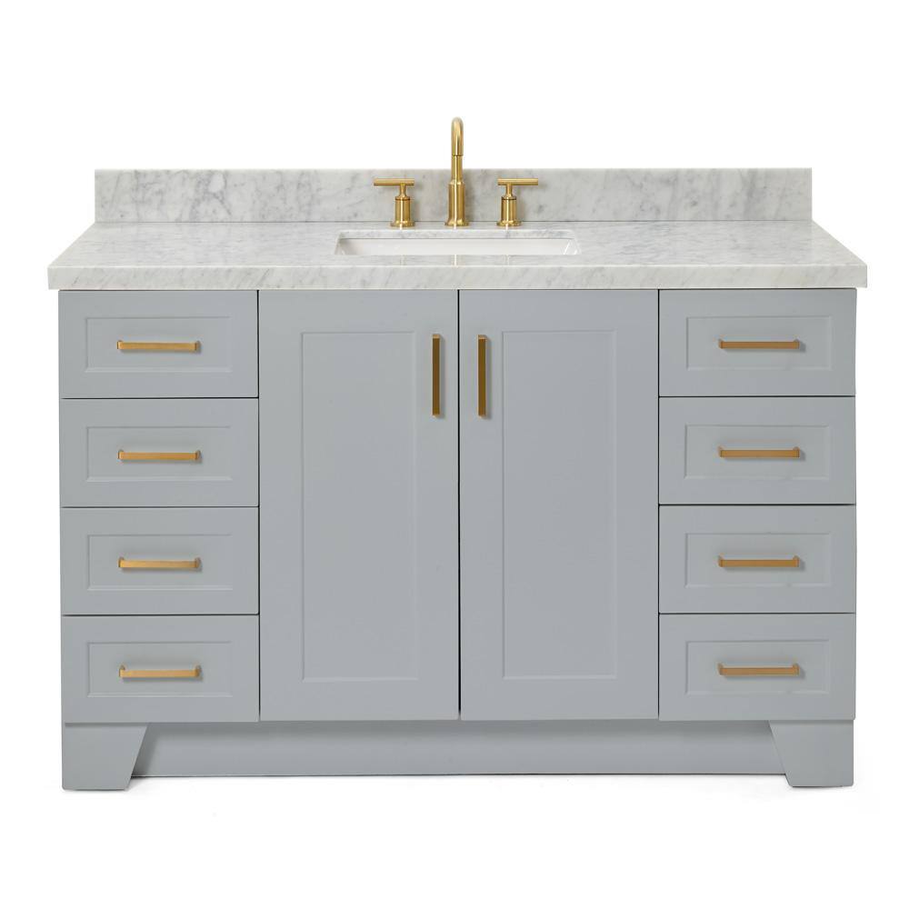 Taylor 55" Grey Wood Freestanding Single Basin Vanity with Marble Top