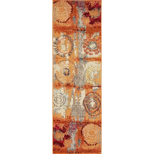 Unique Loom Estrella Sierra Orange 2' 2 x 6' 7 Runner Rug
