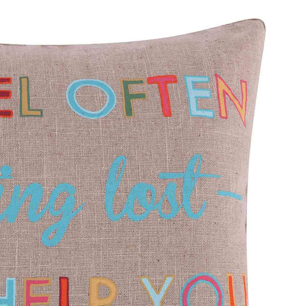 Mayla Multicolor Burlap Inspirational Throw Pillow 20x20
