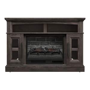 Stanwich 48 in. Freestanding Electric Fireplace TV Stand in Warm Gray Taupe with Charcoal Birch Grain