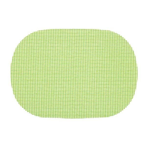Kraftware Fishnet 17 in. x 12 in. Lime Green PVC Covered Jute Oval Placemat (Set of 6)