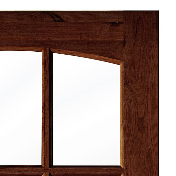 DIY 32 in. x 80 in. Arch Top Left-Handed Clear Glass Red Chestnut Knotty Alder Wood Front Door Kit w/Quick Assemble Jamb