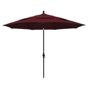 11 ft. Aluminum Collar Tilt Double Vented Patio Umbrella in Burgundy Pacifica