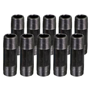 Black Steel Pipe, 3/8 in. x 4-1/2 in. Nipple Fitting (10-Pack)