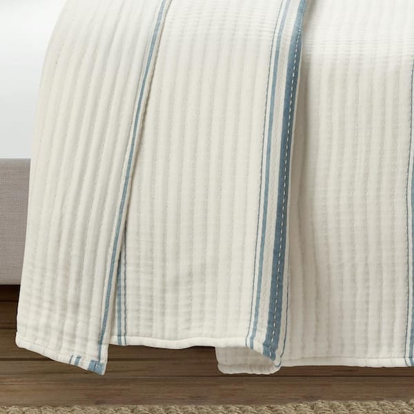 Farmhouse Stripe Reversible Cotton Quilt Set, Lush Decor