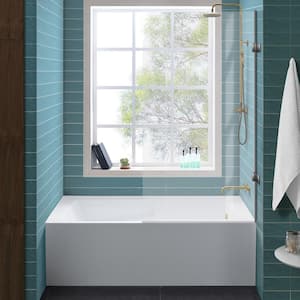 Voltaire 60 in. x 32 in. Acrylic White, Alcove, Integral Armrest, Left-Hand Drain, Apron Rectangular Bathtub in white