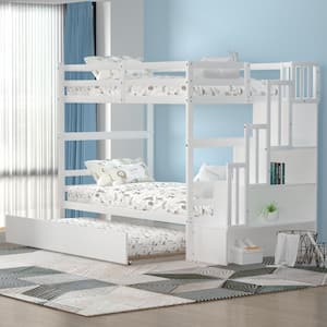 White Twin Bunk Bed with Trundle