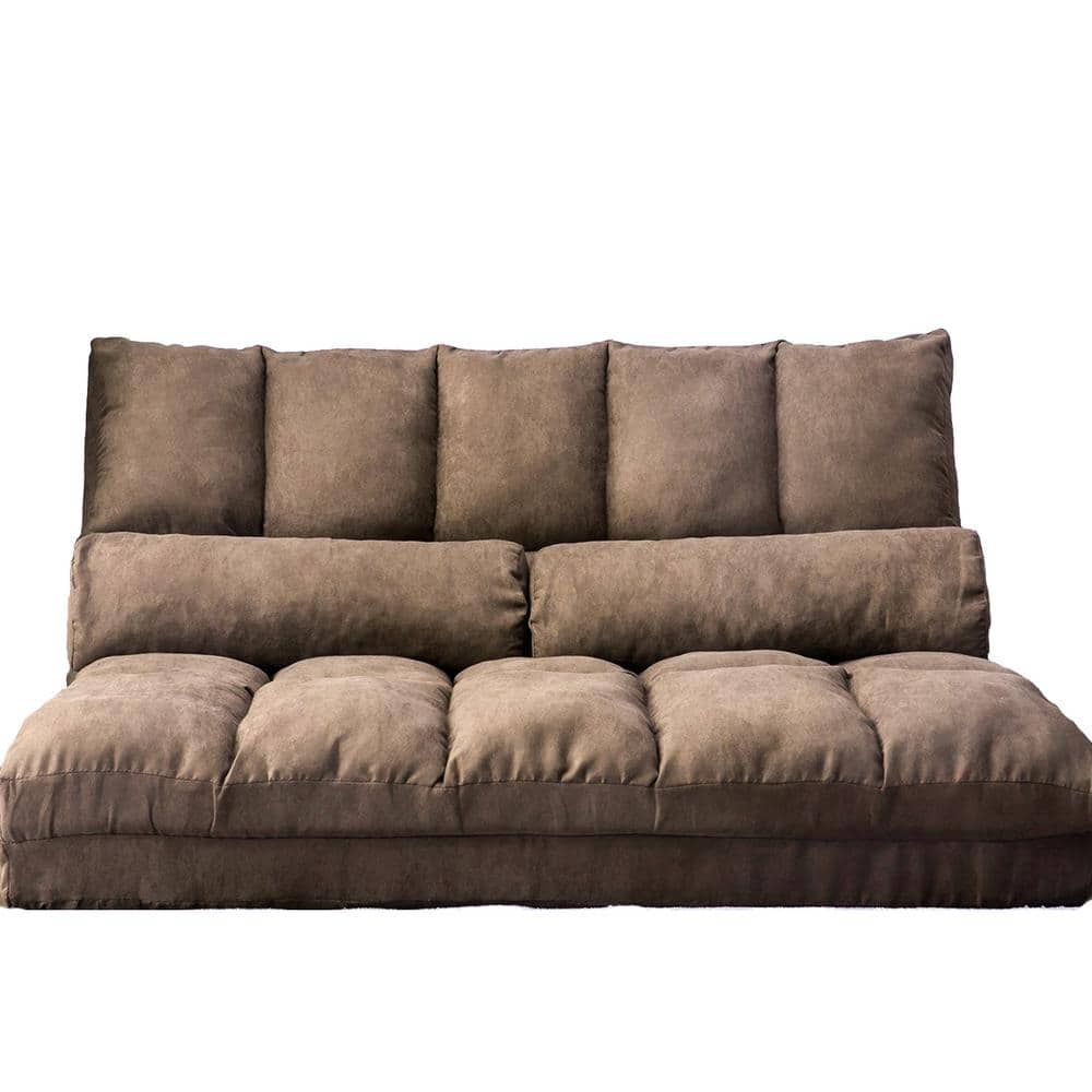 Boyel Living Brown Flip Floor Futons Sofa Chair Convertible Recliner Folding Bed With Two Pillows Ly Pp036317daa The Home Depot