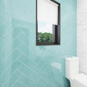 Teal 4 in. x 12 in. x 8mm Glass Subway Tile Sample