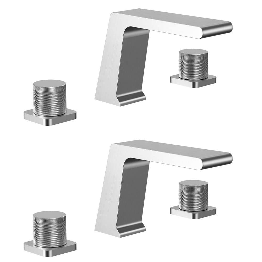 Waterfall 3-Hole High-Arc 8 in. Widespread Double Handle Bathroom Faucet in Brushed Nickel with Pop-Up Drain (2-Pack) price history on PriceWatchPro