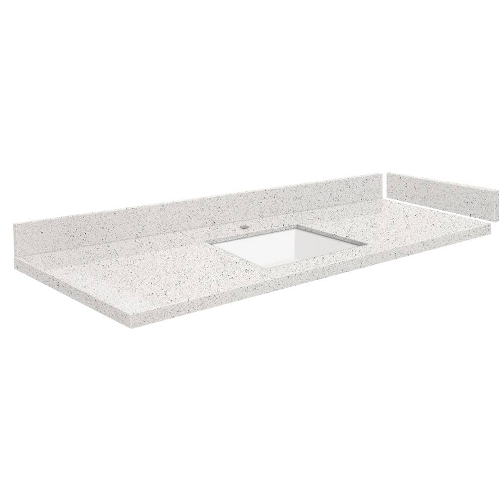 Silestone 55.5 in. W x 22.25 in. D Quartz White Rectangular Single Sink Vanity Top in Stellar Snow -  Transolid, 608197354663