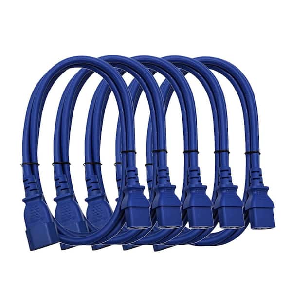 6 ft. AC Power Extension Cord (18AWG) / 3-Conductors / (C13 to C14) / Indoor (Blue) 5-Pack