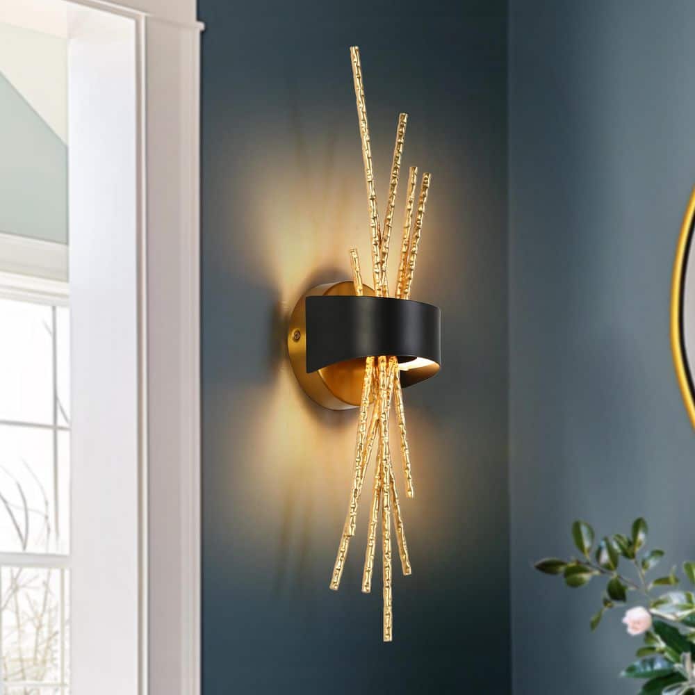 LNC Munaskrerio 5.1-in W 1 -Light Matte Gold Integrated LED Wall Sconce | HA05345, image size:1000x1000