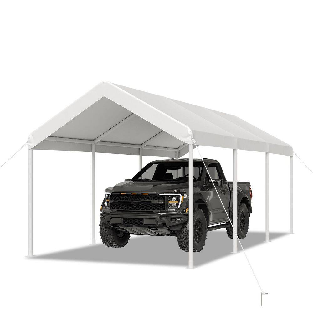 10 ft. W x 20 ft. D White Soft Top Carport with Steel Frame, Ideal for Outdoor Vehicle Protection price history on PriceWatchPro