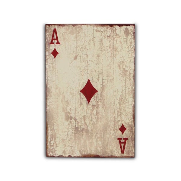 HomeRoots 15.25 in. x 23.5 in. White Ace of Diamonds Wood Wall Art 1-Piece