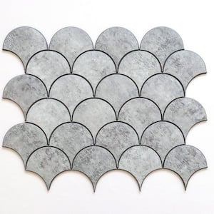 Seoul Stone Gray Fish Scales 5 in. x 5 in. Stone Peel and Stick Backsplash Tile Sample Cut Tile (.17 sq. ft./Sample)