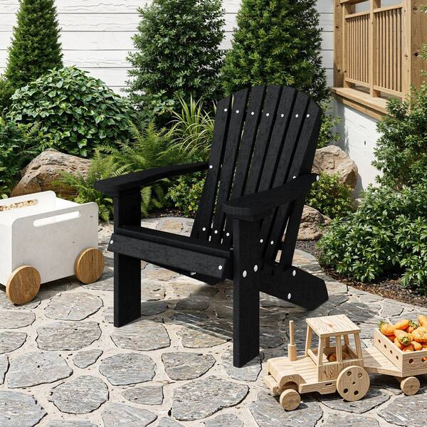 Wildridge Heritage Black Plastic Outdoor Child Adirondack Chair