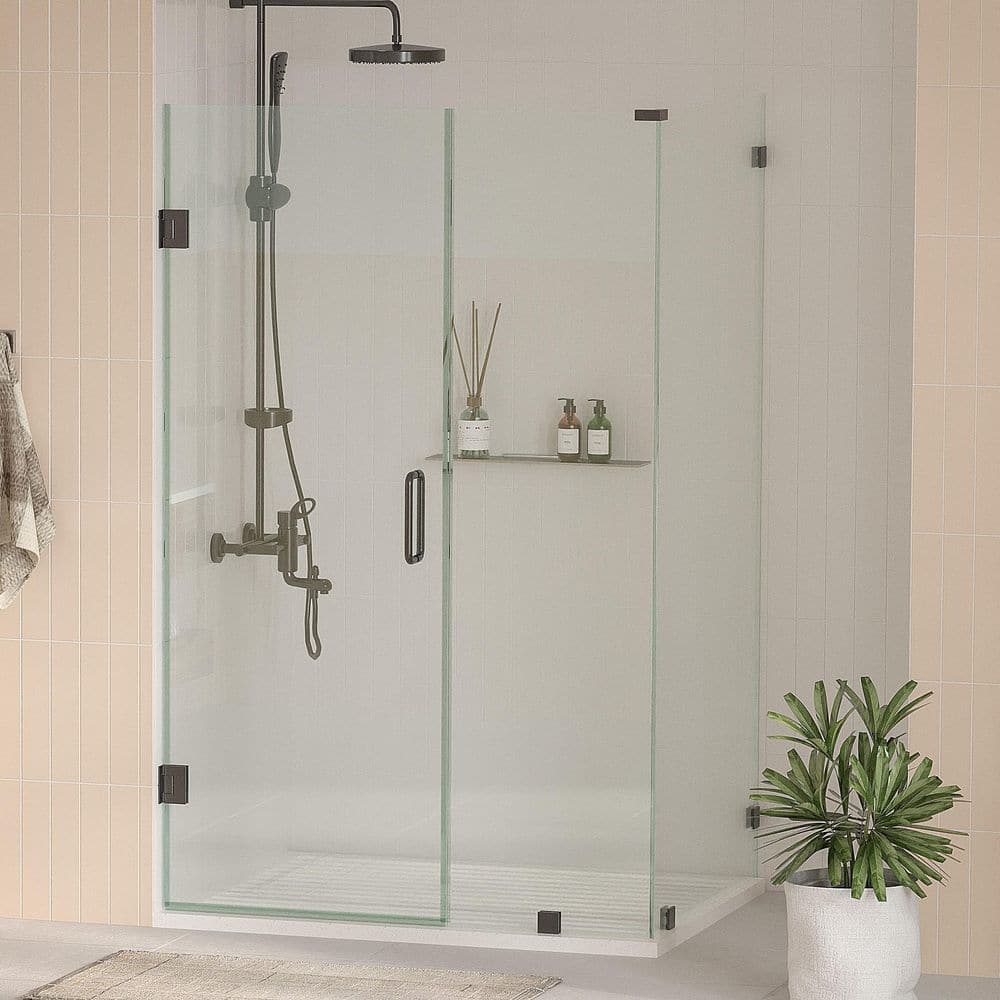 Nirvana 46 in. W x 35 in. L x 76 in. H Frameless Hinged Corner Shower Enclosure in Matte Black with 3/8 in. Clear Glass price history on PriceWatchPro