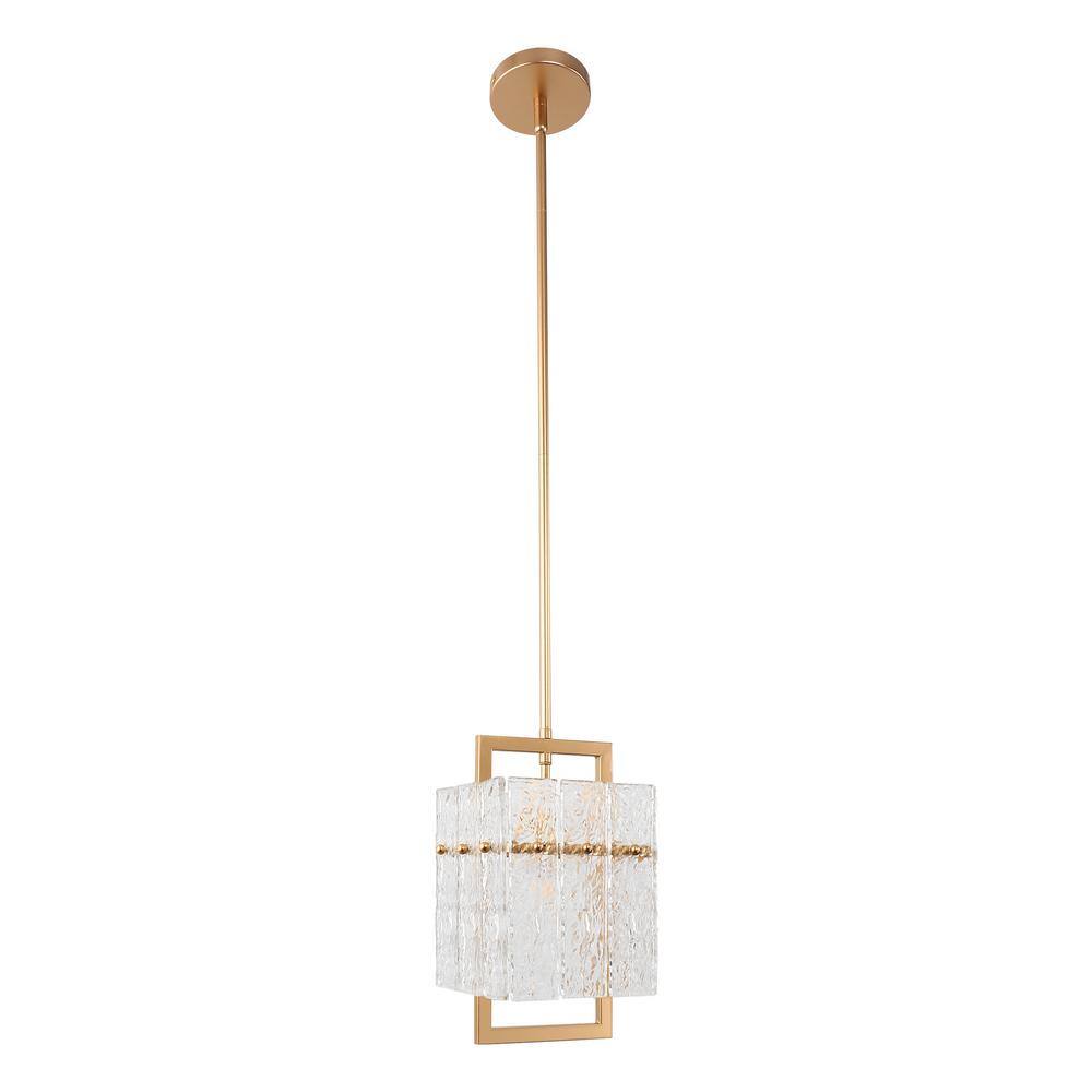 1-Light Adjustable Gold Pendant Light with Seeded Glass Shade, Rectangle Chandelier for Kitchen, Dining Room price history on PriceWatchPro