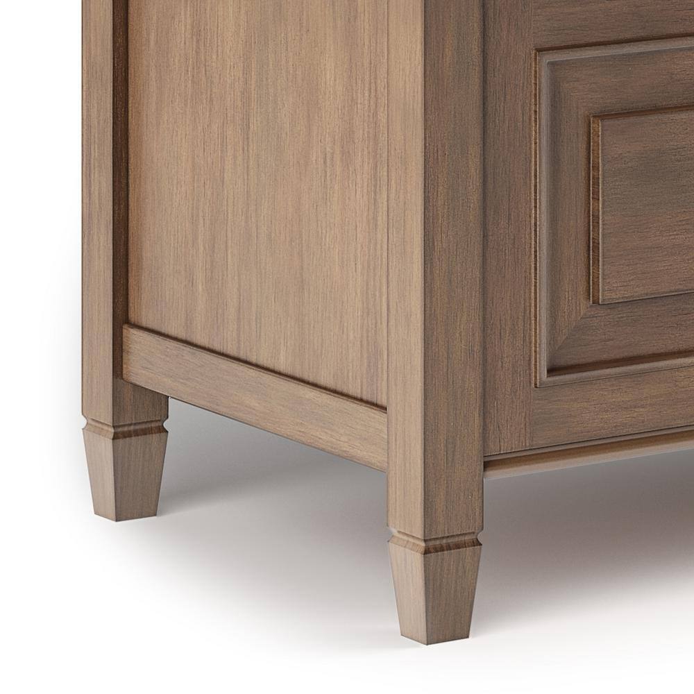 Rustic Natural Aged Brown Pine Storage Bench with Cut Out Design