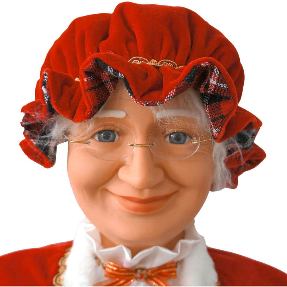 58-Inch Animated Dancing Mrs. Claus with Tartan Skirt and Gift Basket
