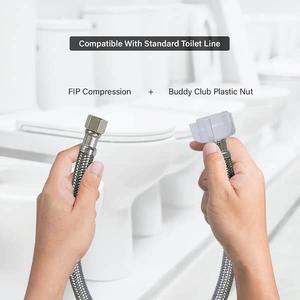 The Plumber's Choice Toilet Connector Water Line 3/8 in. x 7/8 in. Female Compression Balcock Nut Toilet Supply Line 20 in., Braided Stainless Steel NL-27420