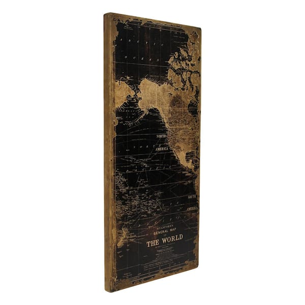 Aspire Home Accents 48 in. x 22 in. Stanford Wood Distressed World Map Wall  Art (Set of 3) 1434 - The Home Depot