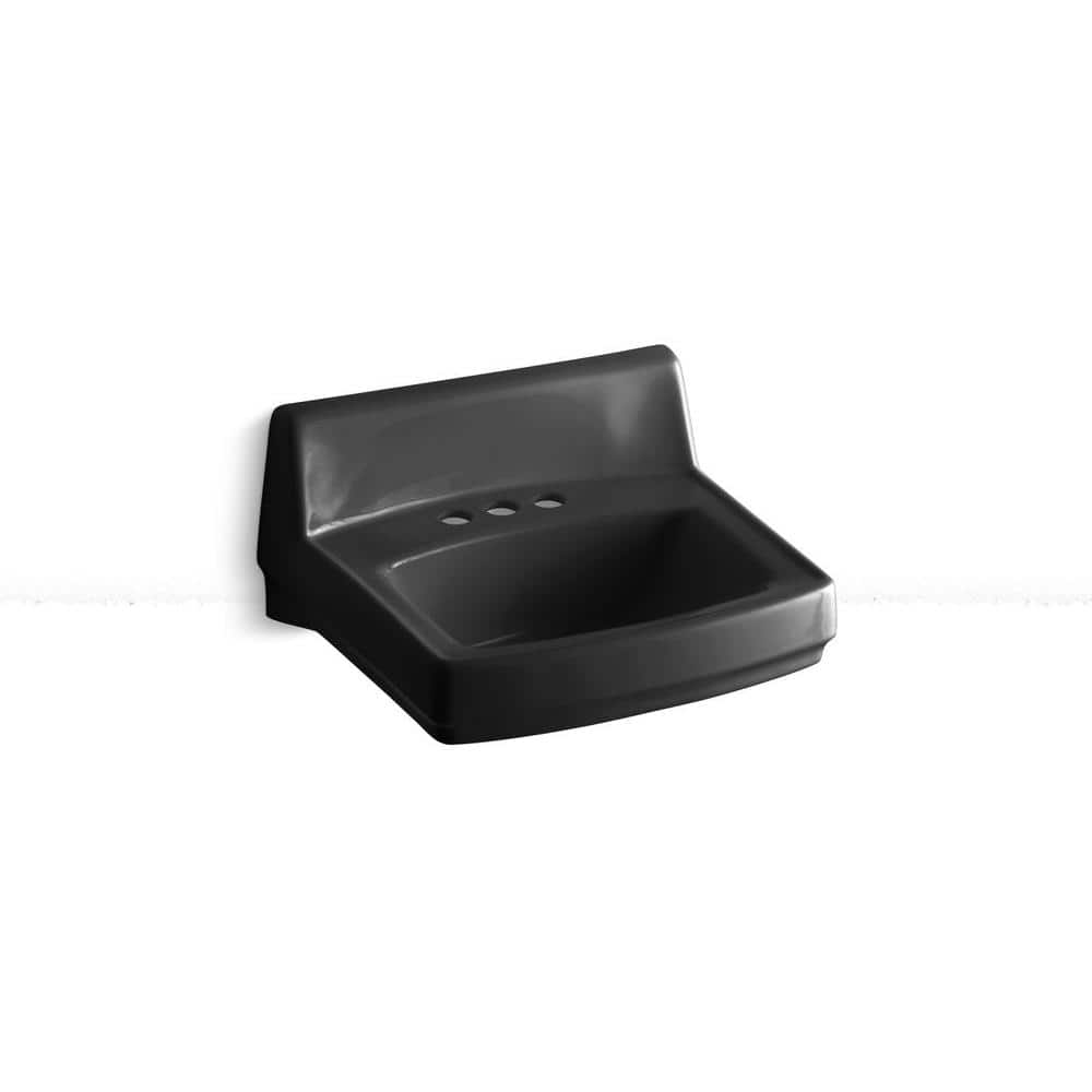 Greenwich Wall-Mount Vitreous China Bathroom Sink in Black with Overflow Dr