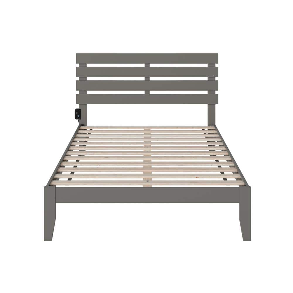 Oxford Full Gray Wood Frame Bed with Slats