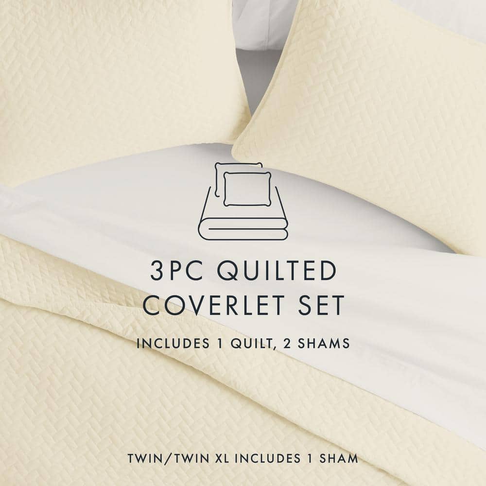 Yellow Full Microfiber Quilted Coverlet Set