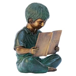 12 in. H Bronze Story Book Boy Garden Statue