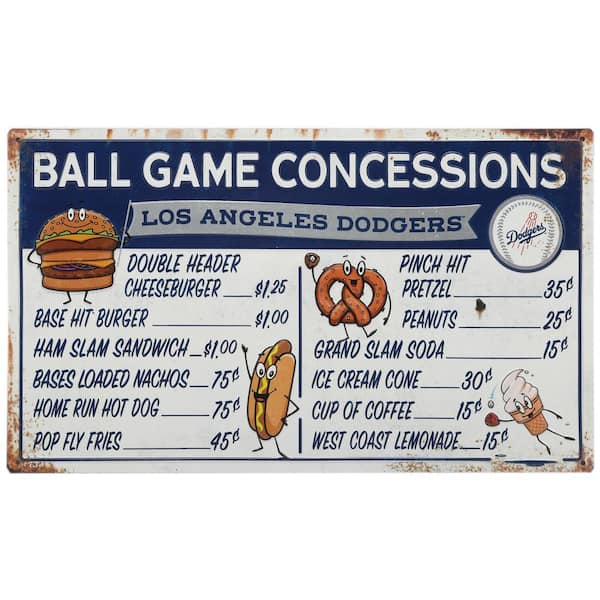 Open Road Brands Los Angeles Dodgers Ball Game Concessions Metal Sign