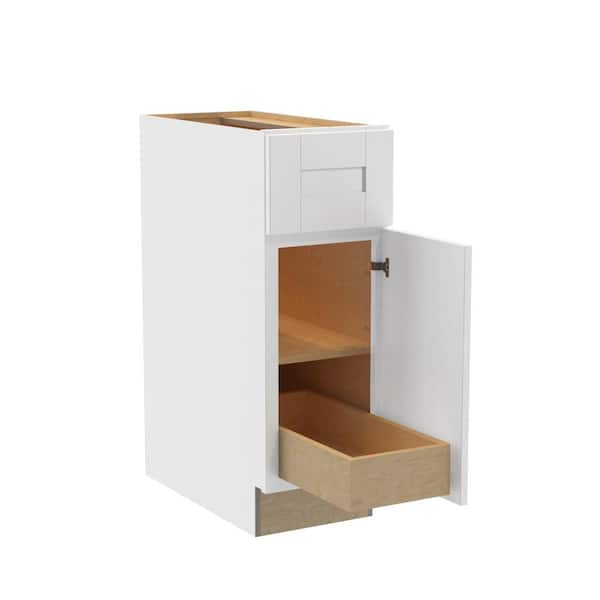 Home Decorators Collection Washington Vesper White Plywood Shaker Assembled Base Kitchen Cabinet FH 1 ROT Sft Cls R 12 in W x 24 in D x 34.5 in H