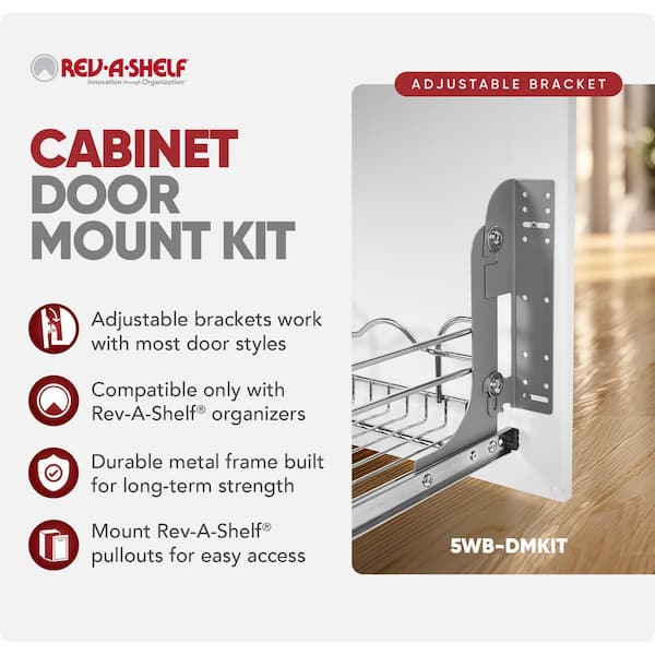 Silver Cabinet Door Mount Kit for Pull Out Shelves & Trash Cans