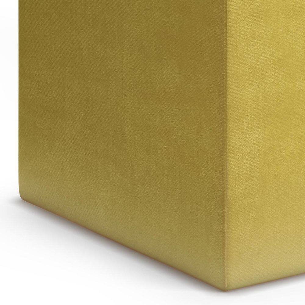 Dijon Yellow Velvet Cube Storage Ottoman with Tray