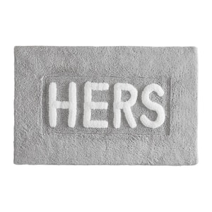 Novelty "Hers" Grey 21 in. x 34 in. 100% Cotton Bath Rug