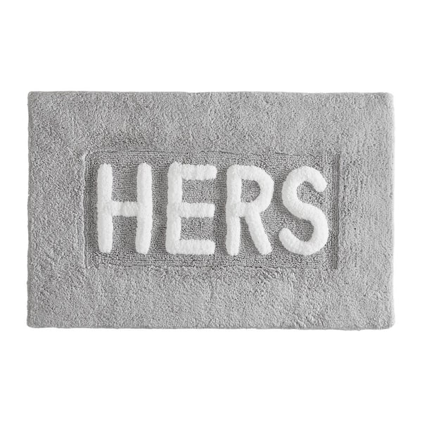 Jean Pierre Novelty "Hers" Grey 21 in. x 34 in. 100% Cotton Bath Rug