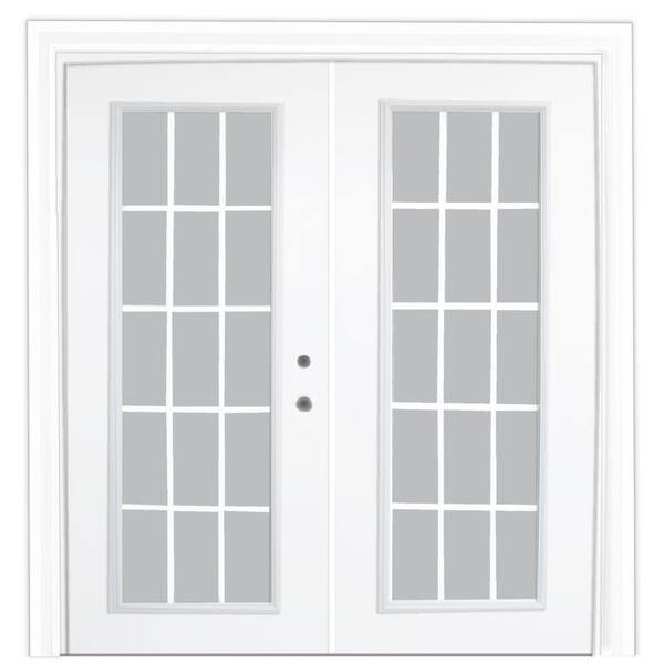 Stanley Doors 72 in. x 80 in. Steel Patio Door with 15-Lite Internal Grill