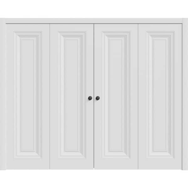 7111 96 in. x 80 in. Solid Core White Color Wood Bi-Fold Door with Hardware