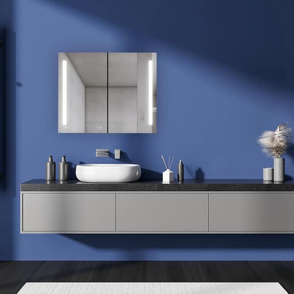 Signature Royale 48 in W x 30 in. H Recessed or Surface Mount Medicine Cabinet with Bi-View Doors and LED Lighting