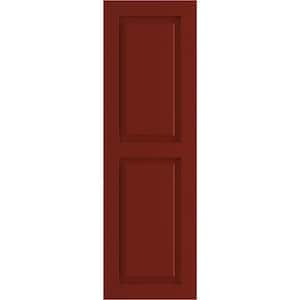 12" x 33" True Fit PVC Two Equal Raised Panel Shutters, Pepper Red (Per Pair)