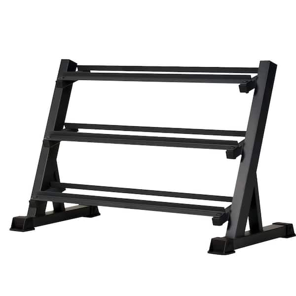 Black 3-Tier Steel Adjustable Dumbbell Storage Rack with 1100 lb. Capacity (46.5 in. W x 36.2 in. H x 20.5 in. D)