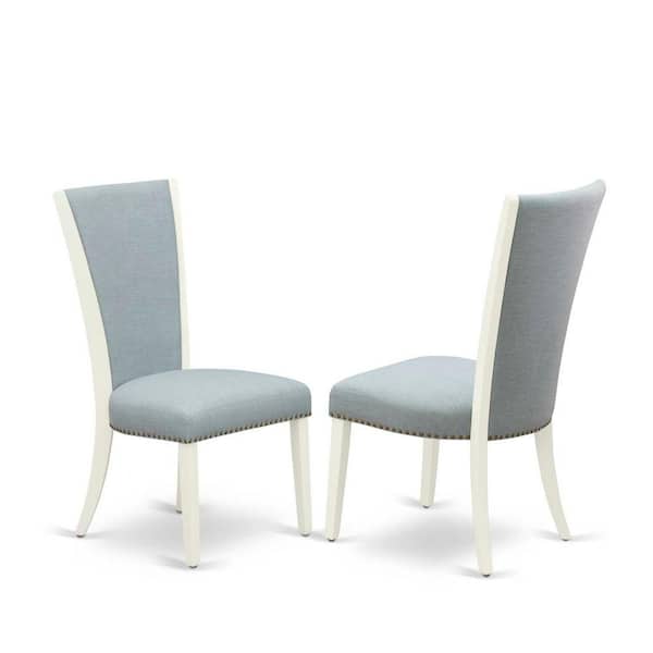 East West Furniture 3-Piece Linen White Finish Rectangular Solid Wood Top with Butterfly Leaf Dining Table Set