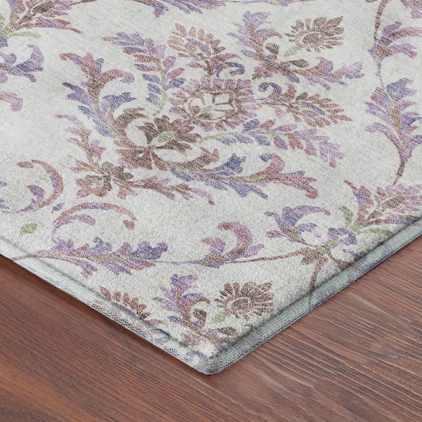 Mayfield Premium Machine Washable Abstract AMF2325 Lavender 2 ft. x 7 ft. Runner Rug