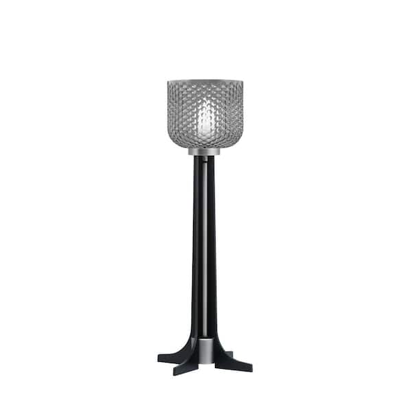 Unbranded Delgado 22.25 in. Graphite Matte Black Accent Lamp Smoke Textured Glass Shade