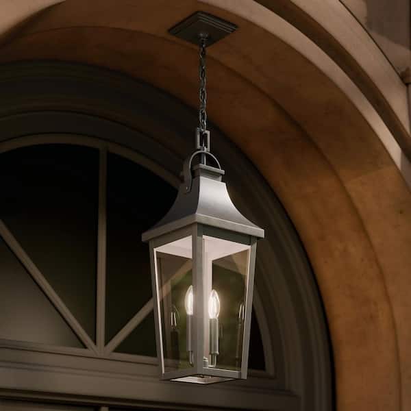 Cleary 24.75 in. 2-Light Outdoor Pendant with Clear Glass in Olde Bronze