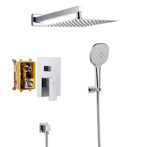 2-Spray Wall Mount 10 in. Fixed Shower Head and Handheld Dual Shower Head 1.8 GPM in Chrome