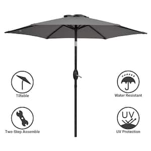7.5 ft. Patio Market Crank and Tilt Umbrellas, Table Umbrellas,UV-Resistant Canopy in Gray