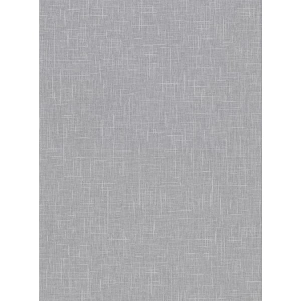 Warner Linville Pewter Faux Linen Pewter Wallpaper Sample